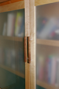 Walnut handles, frosted glass