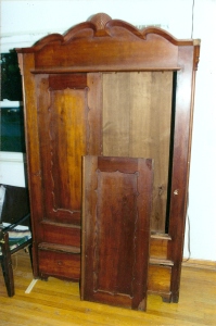Cherry Wardrobe-before restoration-built by my clients grandfather