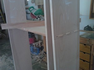 Biscuit joinery for fixed shelf.