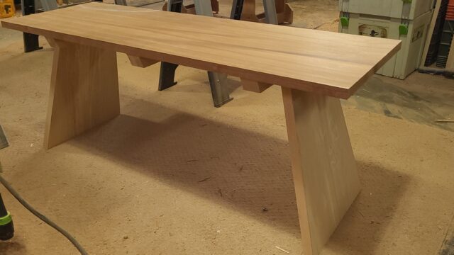 Bench with cumaru top and ash base/For Sale! No finish on it yet.
